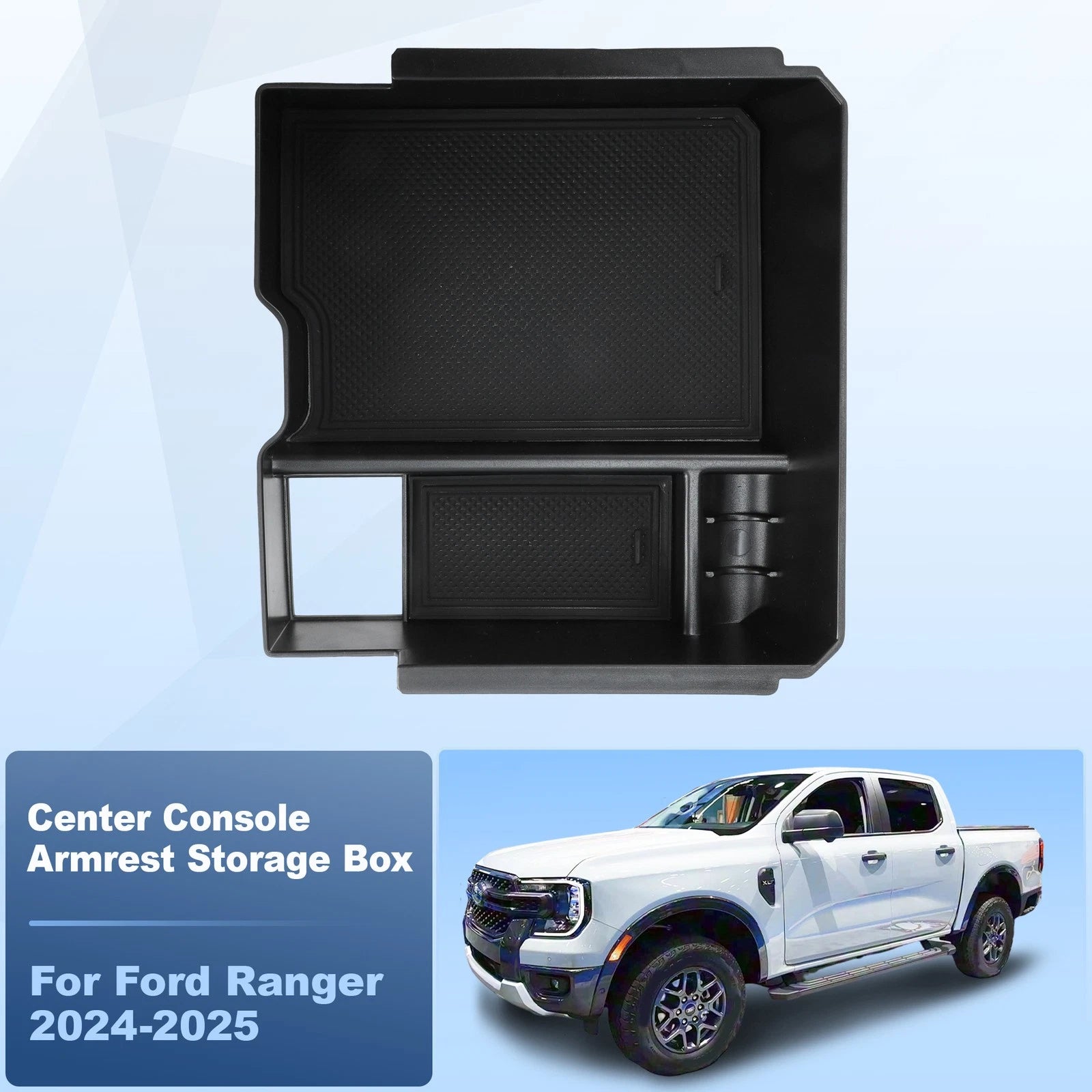 Center Armrest Storage Tray Organizer for Ford Ranger (2024–2025)