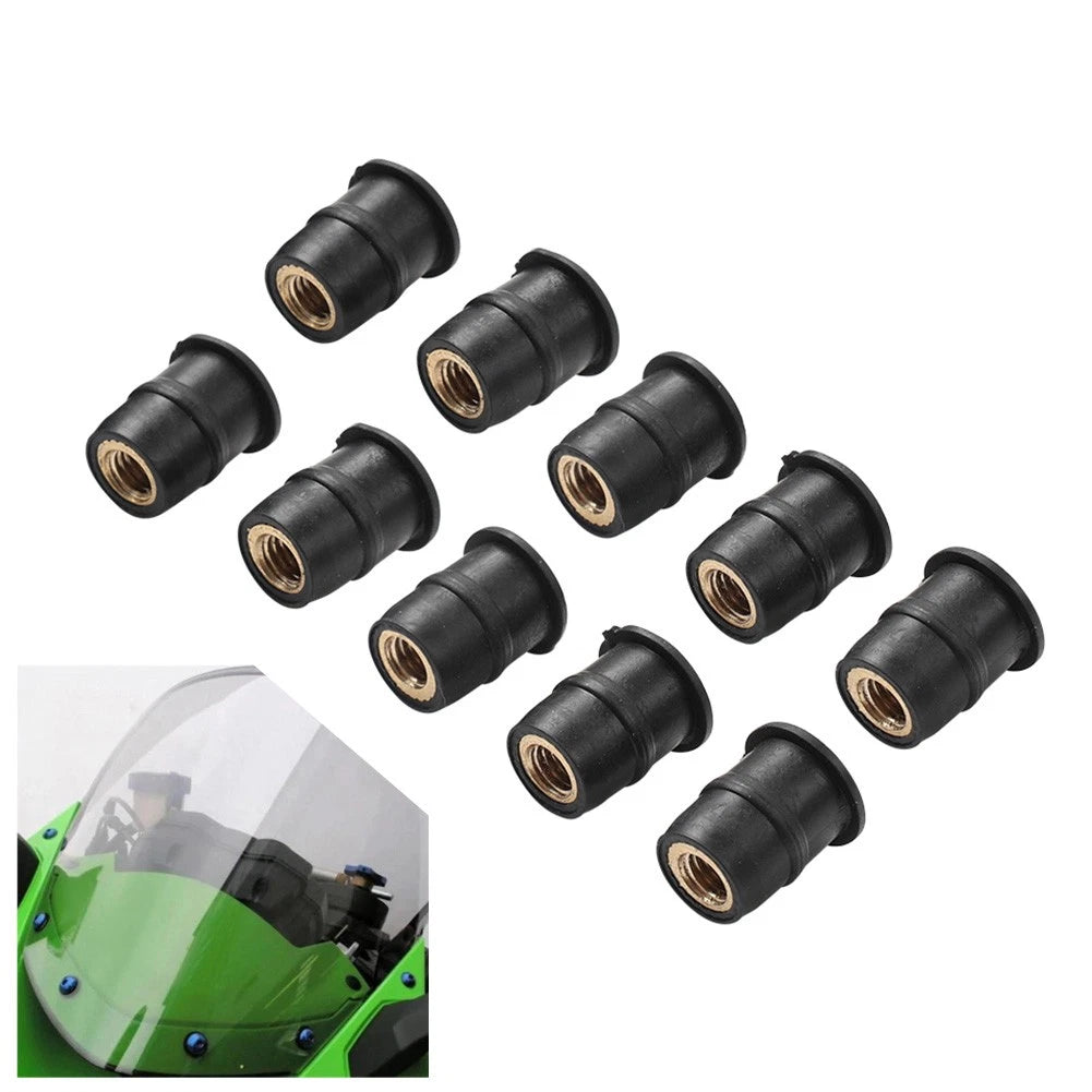 10PCS Rubber Windshield Nut M5 Vibration Damper for Motorcycle