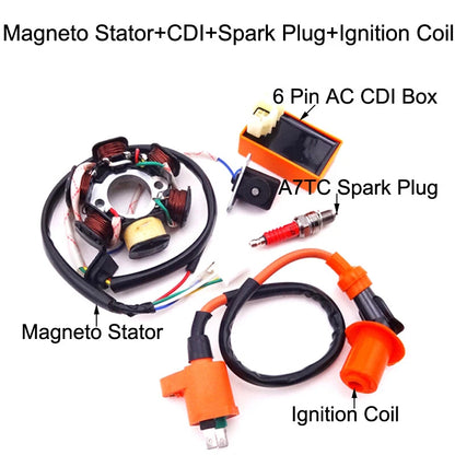Magneto Stator Ignition Coil CDI Spark Plug for GY6 49cc 50cc (2000–2023)