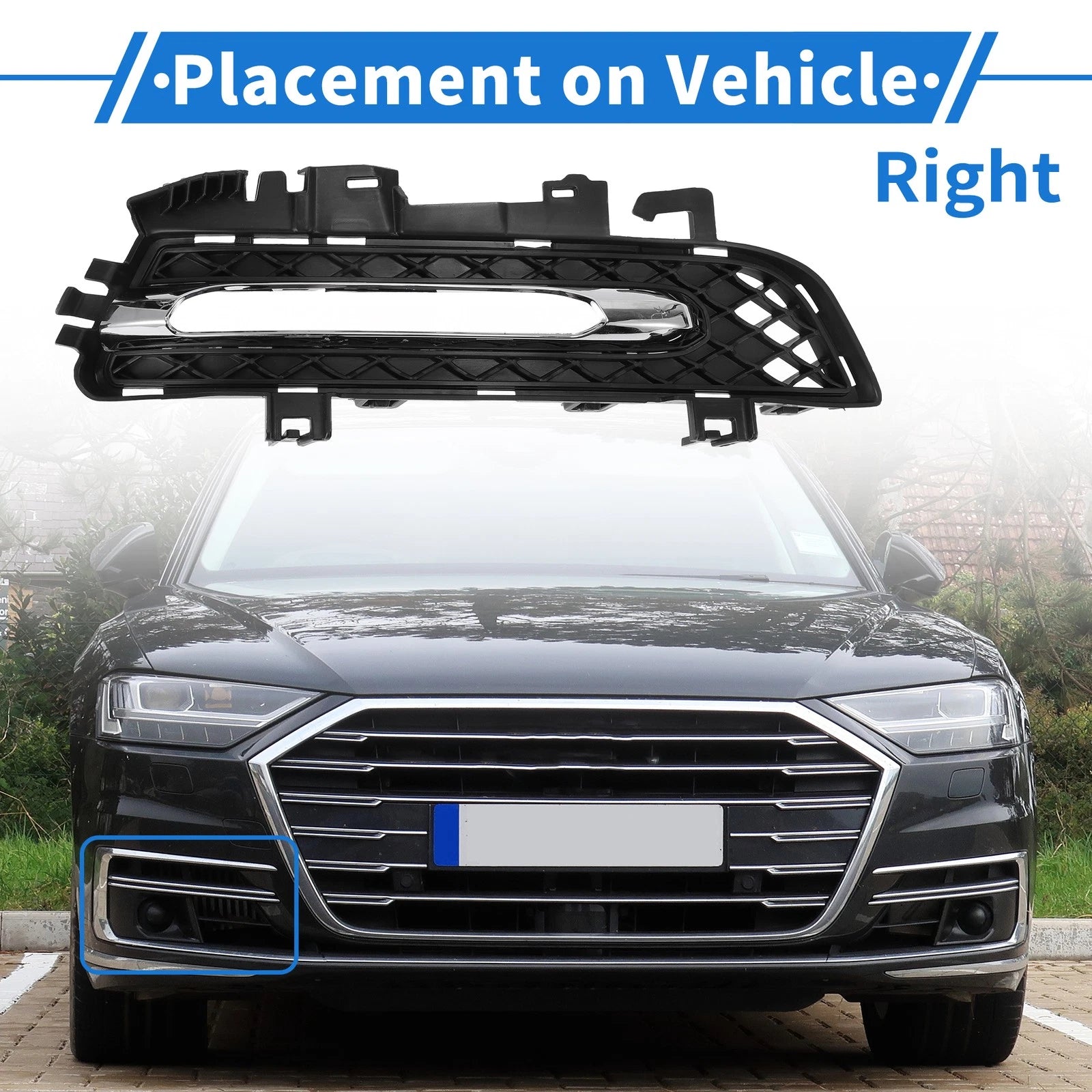Front Right Fog Light Grill Replacement for Mercedes-Benz C-Class (2008–2015)