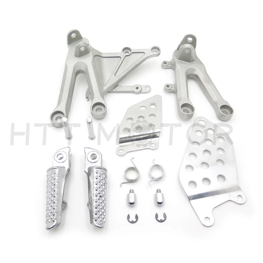 Set of 2 Silver Front Footrest Pegs Bracket for Honda CBR1000RR (2004–2007)