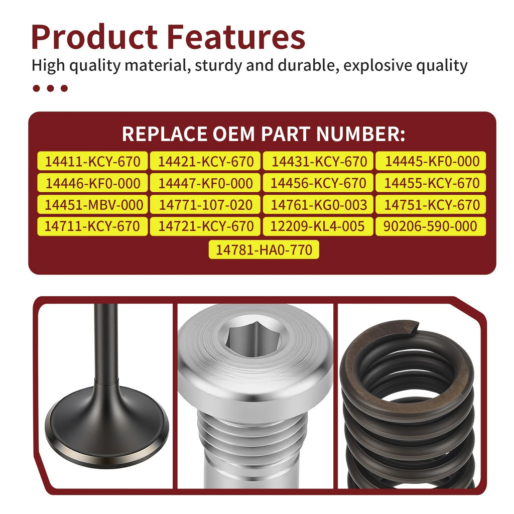 Rocker Arm Valve Spring Complete Head Rebuild Kit for Honda TRX400X 400EX (2004–2009)