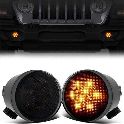 Front LED Turn Signal Side Marker Light Smoke for Jeep Wrangler JK (2007–2017)