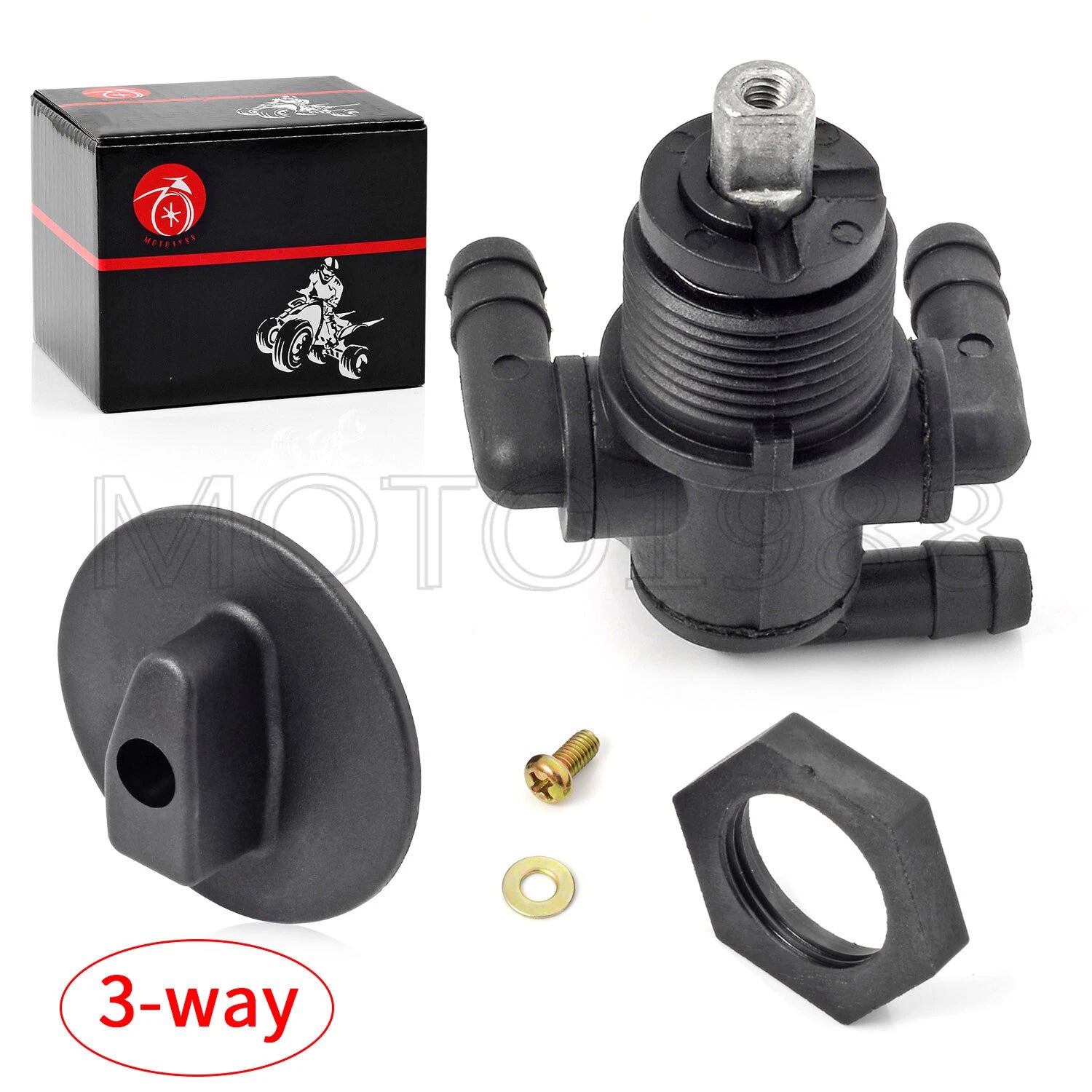 Fuel Valve Petcock 3 Way & Knob Nut for Polaris Sportsman 335 400 500 (1996–2008)