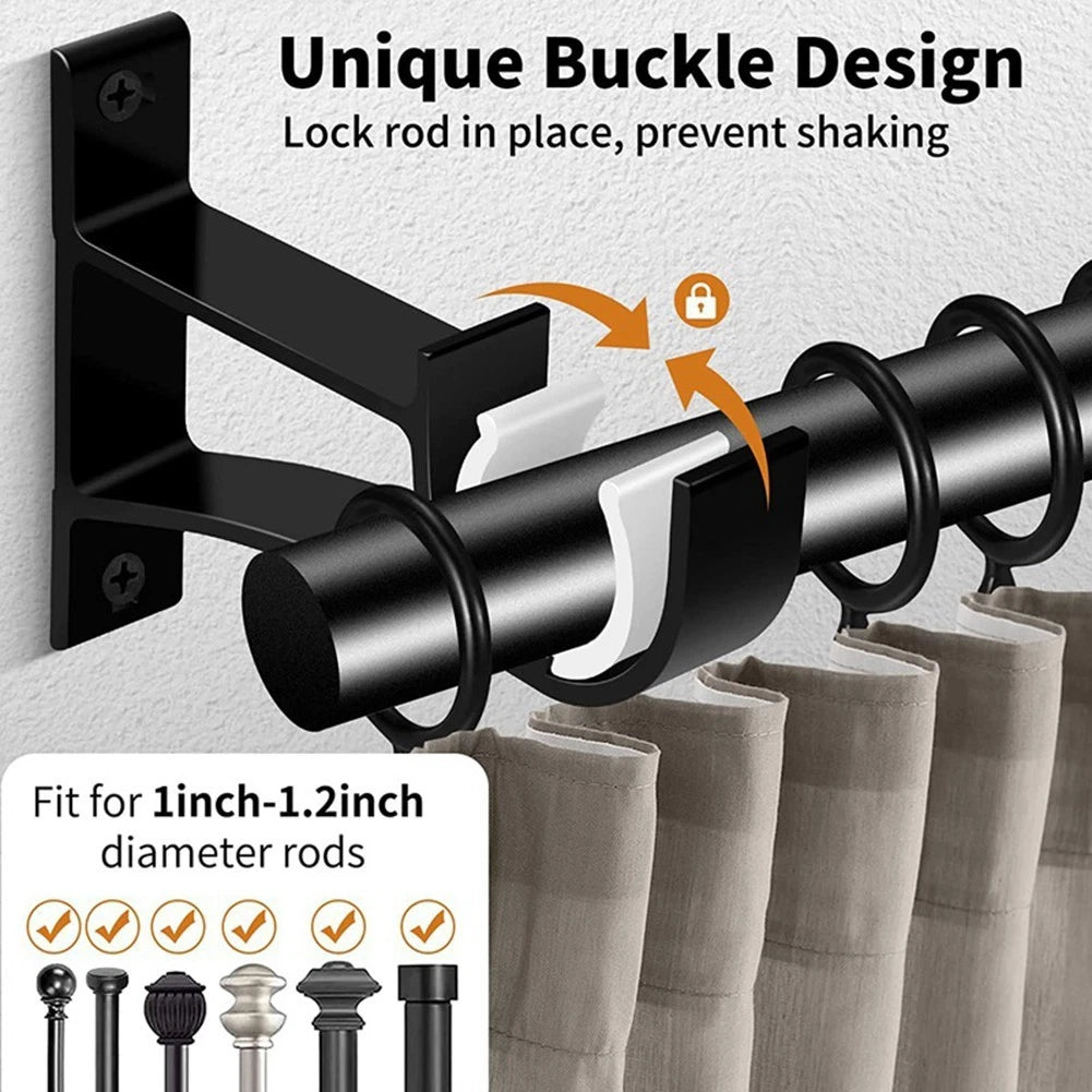 Set of 4 Heavy Duty Curtain Rod Brackets - Aluminum Alloy