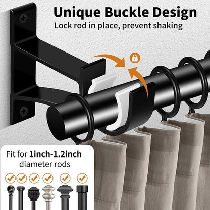 Set of 4 Heavy Duty Curtain Rod Brackets - Aluminum Alloy