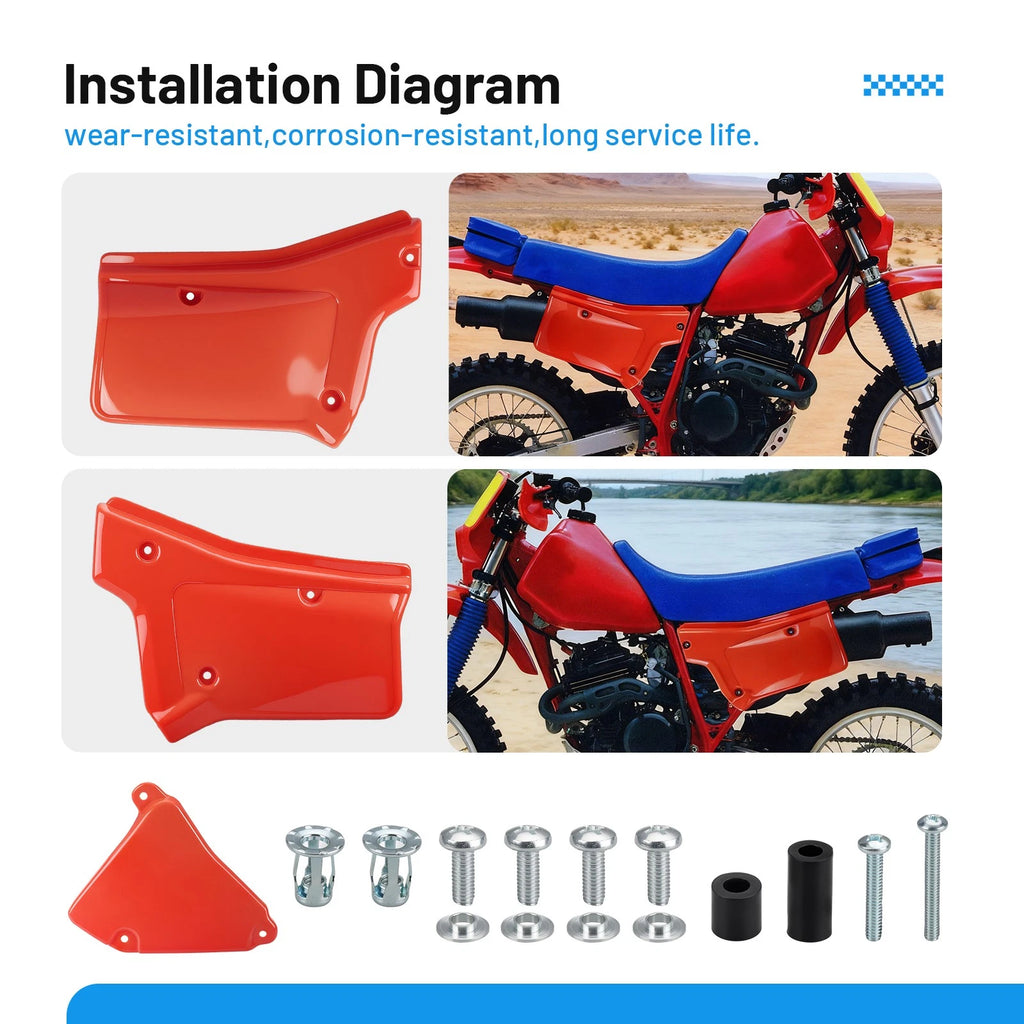 Set of 2 Side Panels Covers Red for Honda XR200R (1984–2002) XR250R (1984–1985)