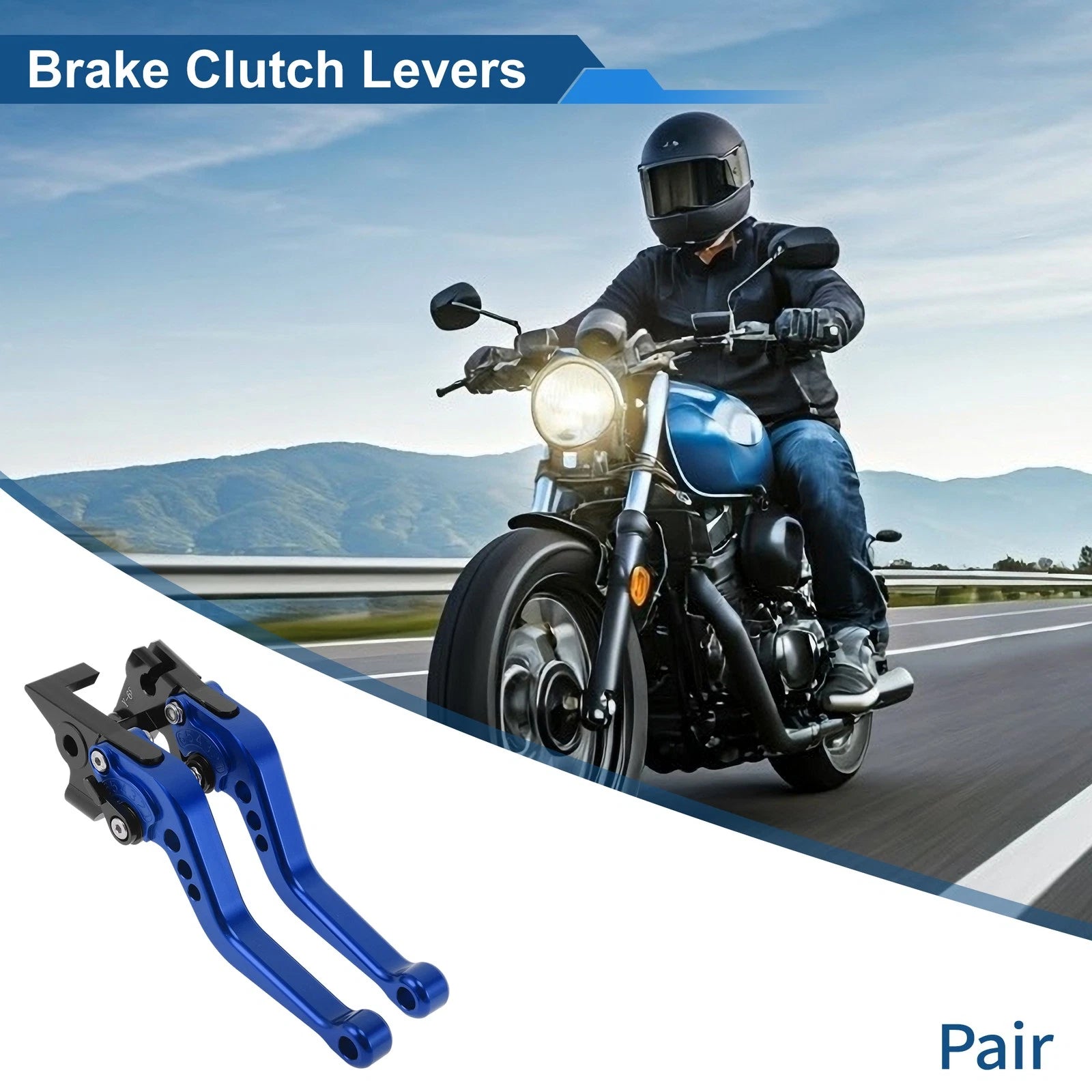 Short Brake Clutch Levers for Yamaha MT07 (2014–2022) Solid Blue 1 Pair