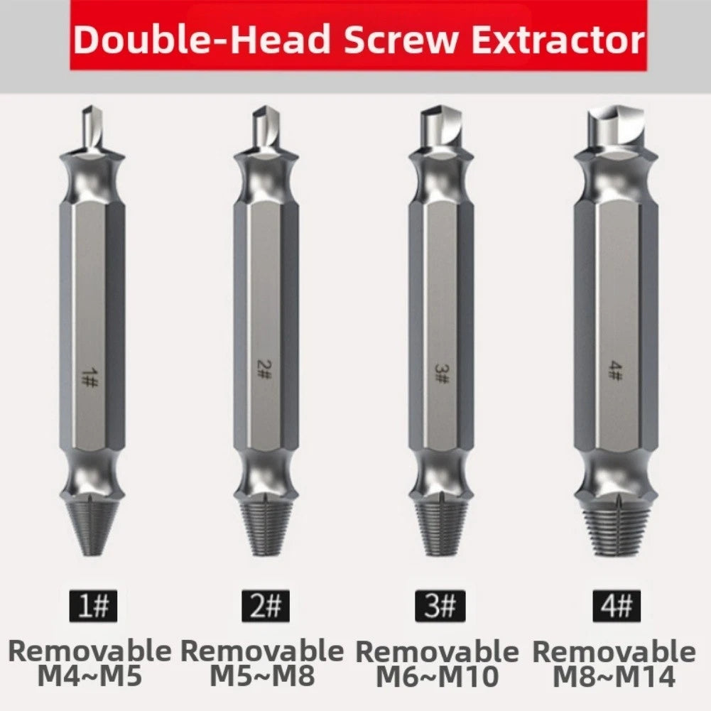 4X Double Ended Screw Extractors for Easy Bolt Removal