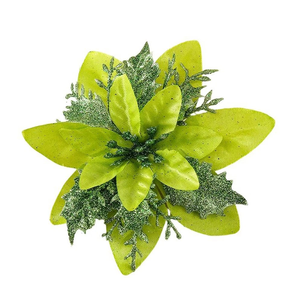 12 Pieces Artificial Christmas Flowers with Clips for Party and Wedding