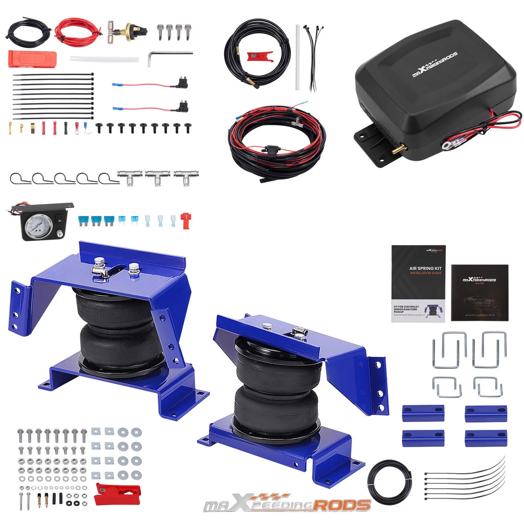 Air Spring Bags + Controller Kit & Sensor for Chevy Dodge Ford GMC Pickup