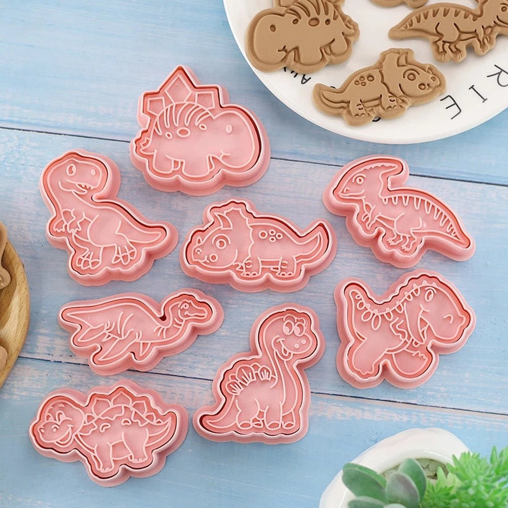 8 Piece Cartoon Dinosaur Cookie Cutters Baking Tool Set
