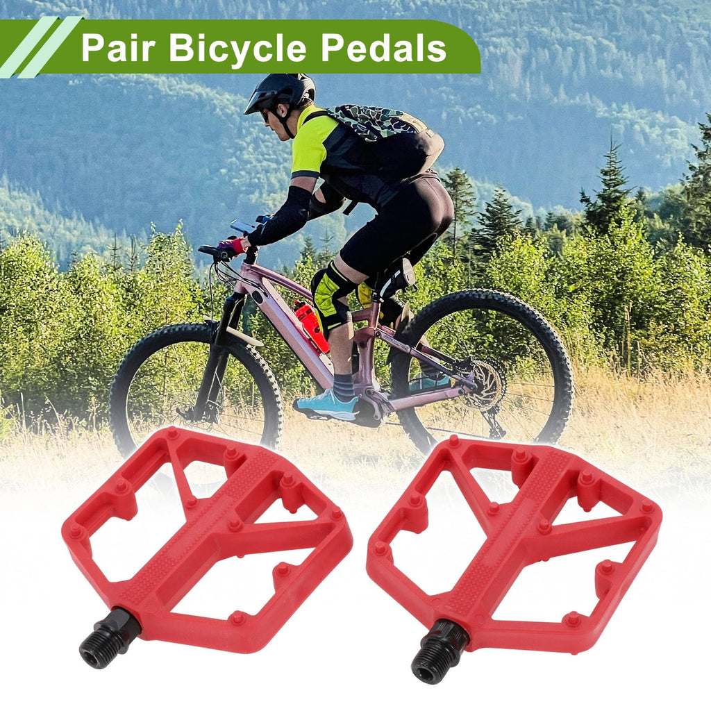 Bicycle Pedals Aluminum Alloy 14mm Threaded Pair for Red Fit (Universal)