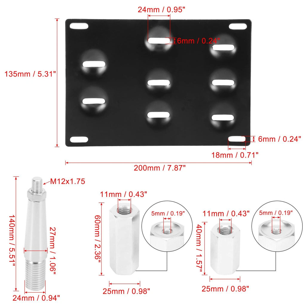 Tow Hook License Plate Mount Bracket Holder Set for Mitsubishi Lancer (2008–2017)