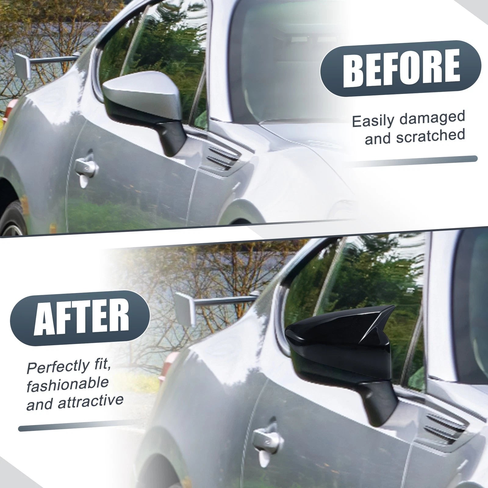 Rearview Mirror Cover Overlay Gloss Black Replacement for Subaru BRZ (2012–2020)