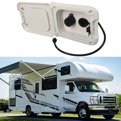 External Power and Network Interface Box for Caravan Camper Trailer