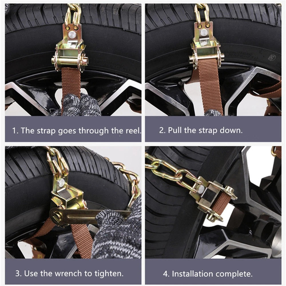 Winter Snow Chains for Tire Width 165-185mm (Set of 2)
