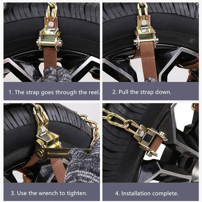Winter Snow Chains for Tire Width 165-185mm (Set of 2)