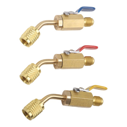 R-454B Valve Adapter for SAE Thread 1/4" Female Flare 45-Degree Ball Valve