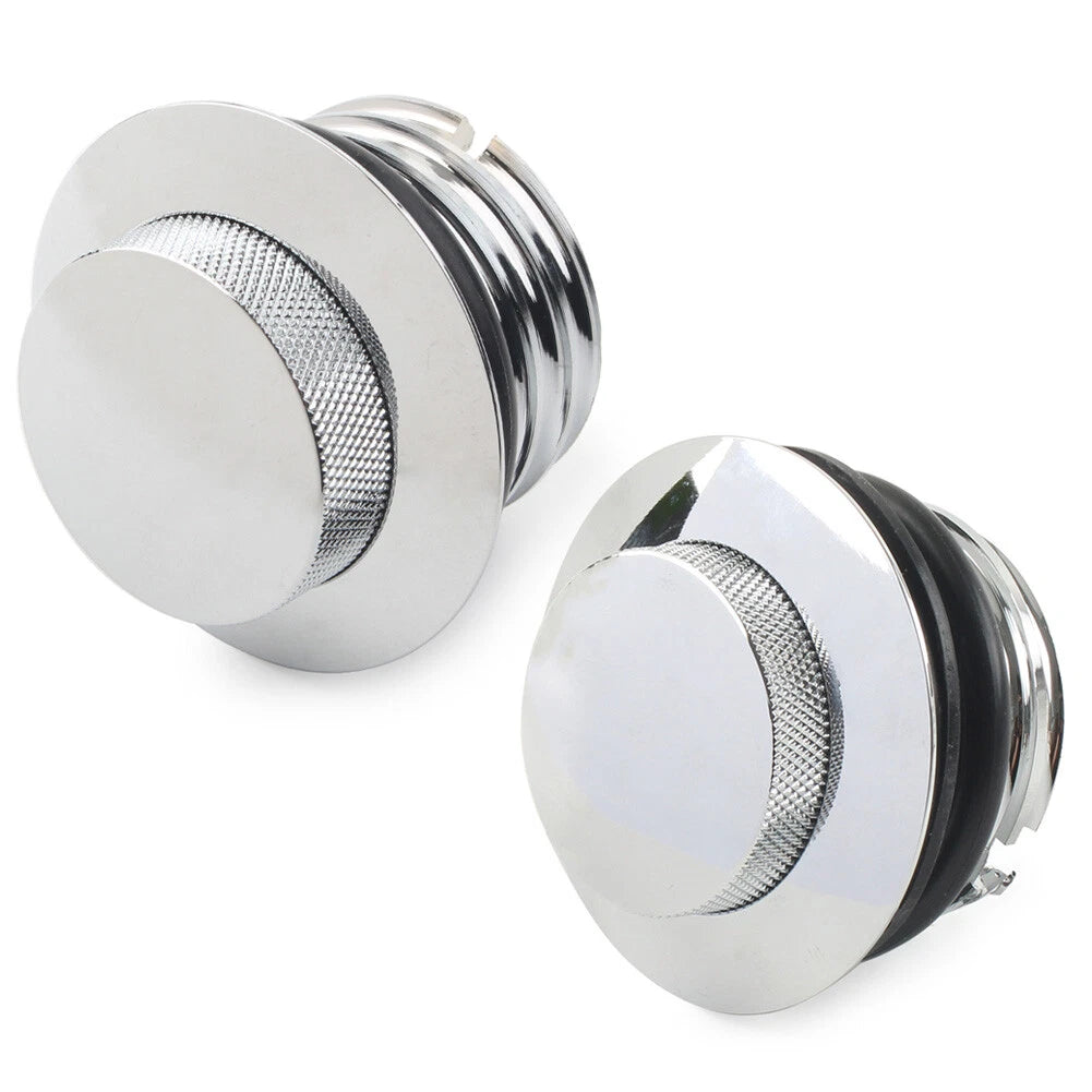 Flush Pop Up Gas Cap Vented Fuel Tank Cover for Harley (Chrome)