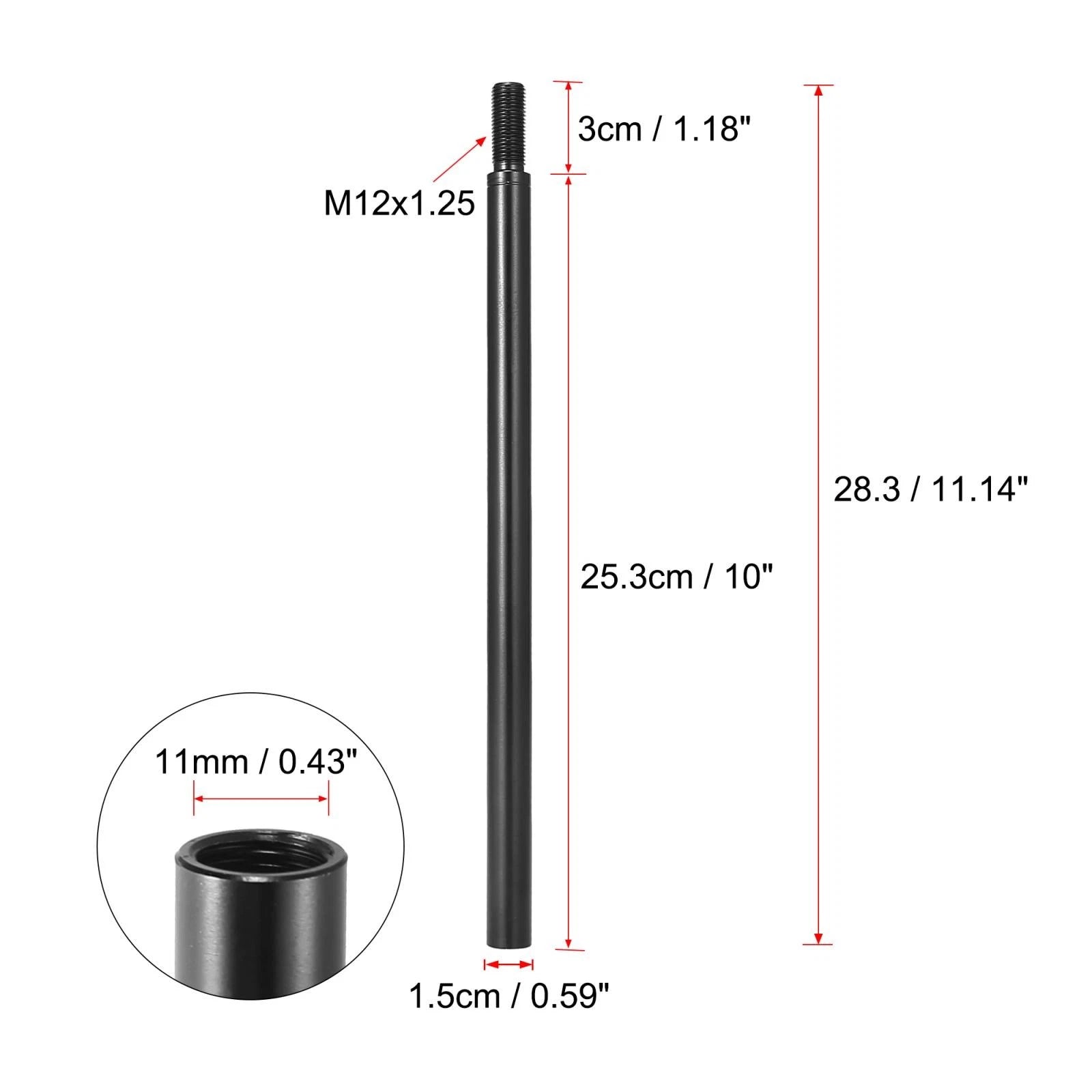 10" Gear Shift Knob Extender Lever Replacement for Toyota Subaru (M12x1.25)