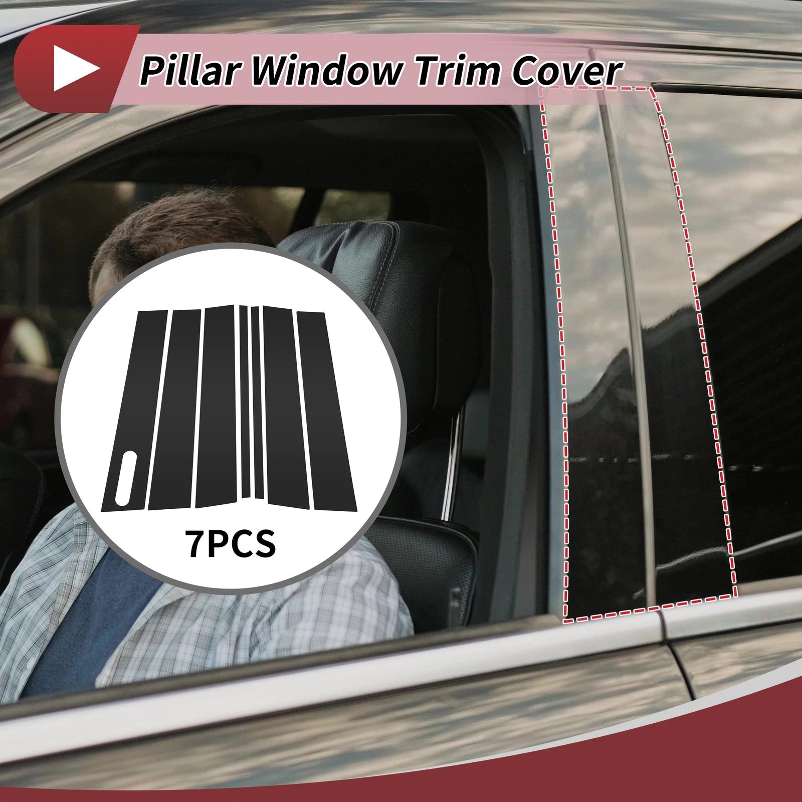 7 Pcs Door Pillar Window Trim Replacement for Ford Explorer (2002–2010)