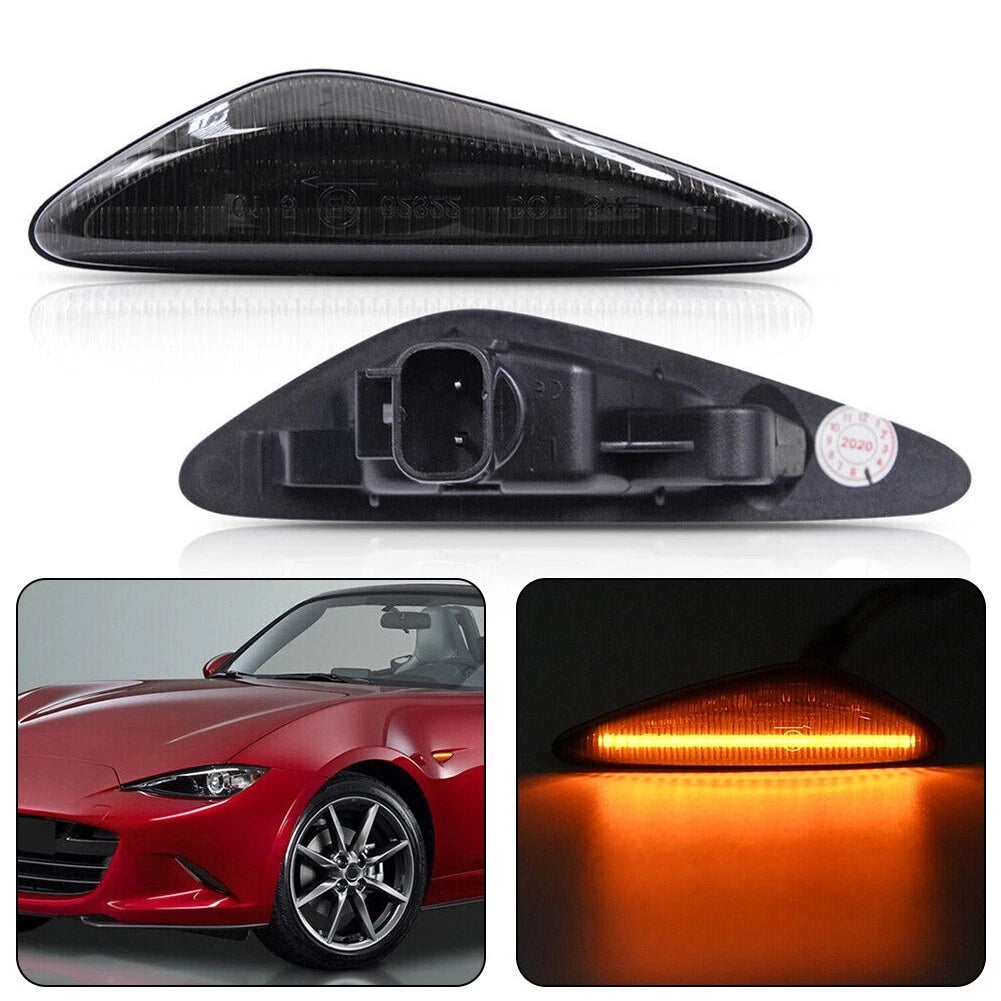 2X Smoke Dynamic LED Side Indicator Light for Mazda MX-5, Fiat 124