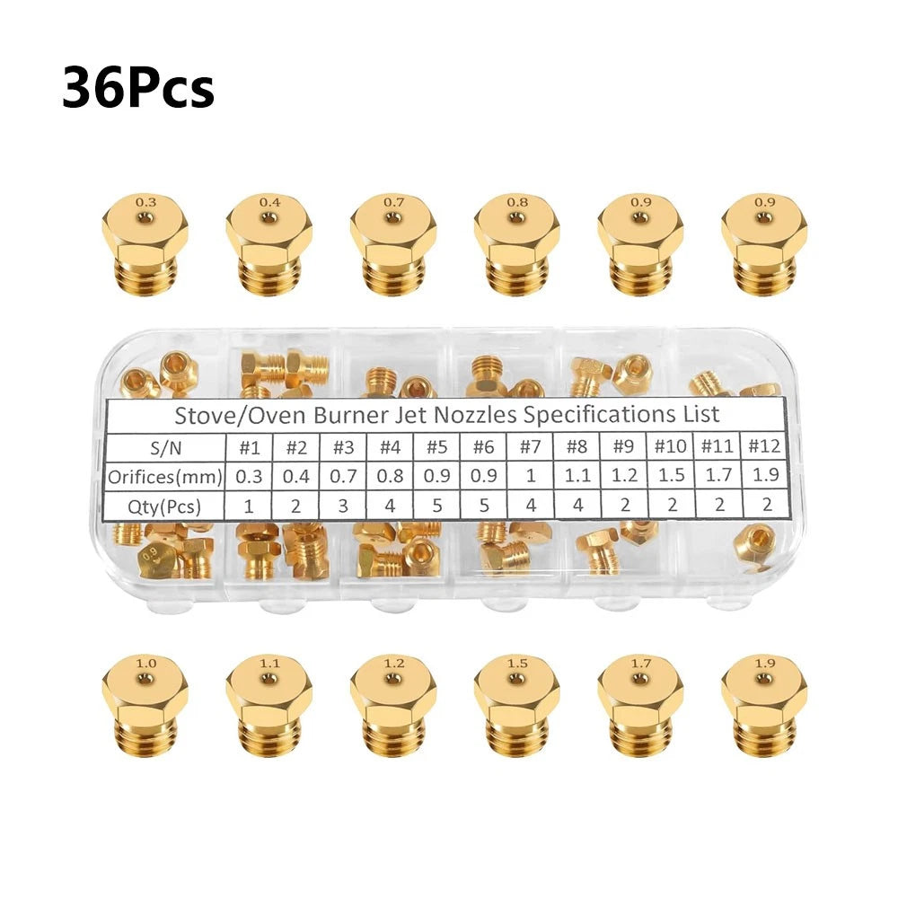 36Pcs Propane LP Gas Orifice Jet Burner Nozzle Conversion Kit