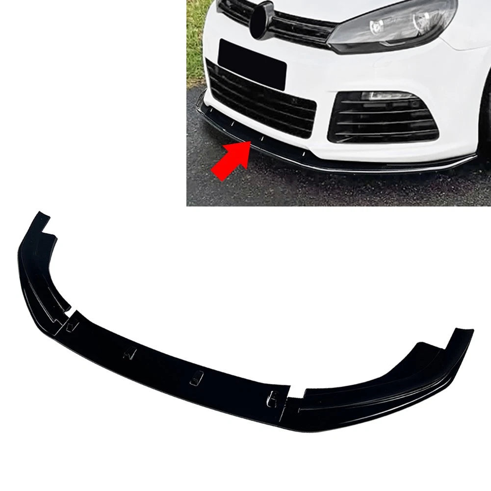 Glossy Black Front Bumper Spoiler Lip for VW Golf 6 MK6 R (2010–2013)