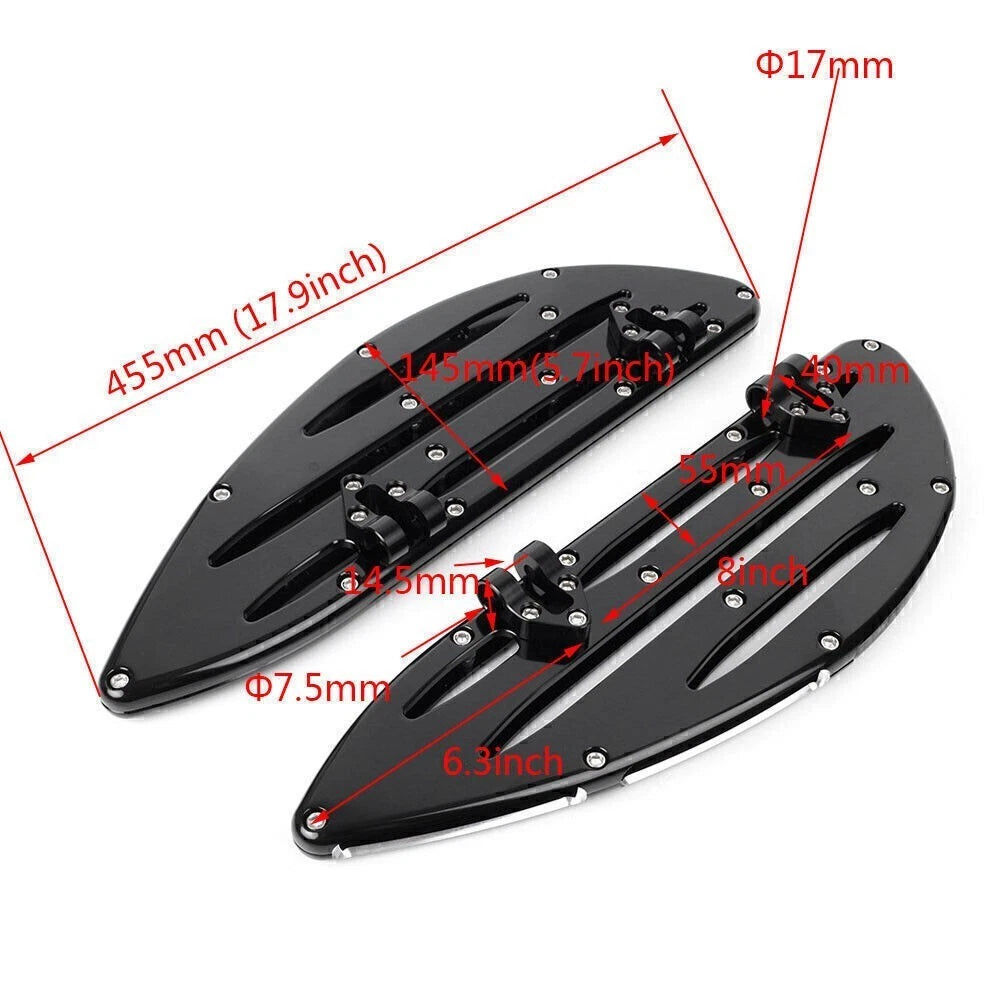 Billet Black Front Driver Stretched Floorboard for Harley Touring (1986–2016)
