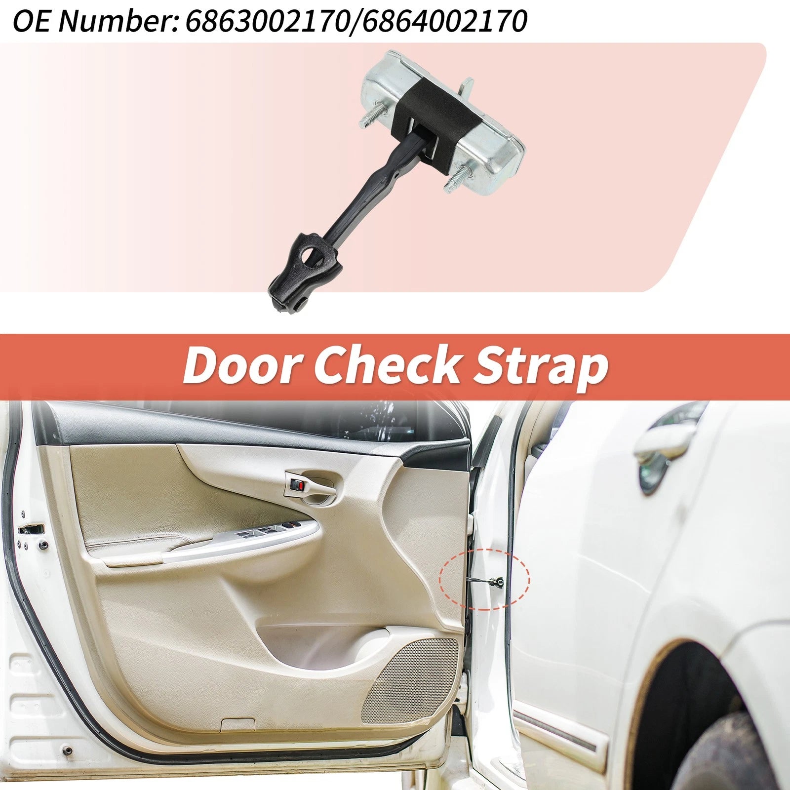 Door Check Strap Rear Left or Right Replacement for Toyota Corolla (2007–2010)