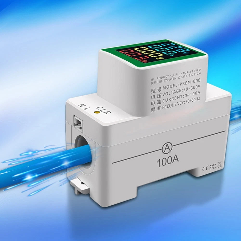 Digital Din Rail Electricity Meter for AC Applications (50-300V)