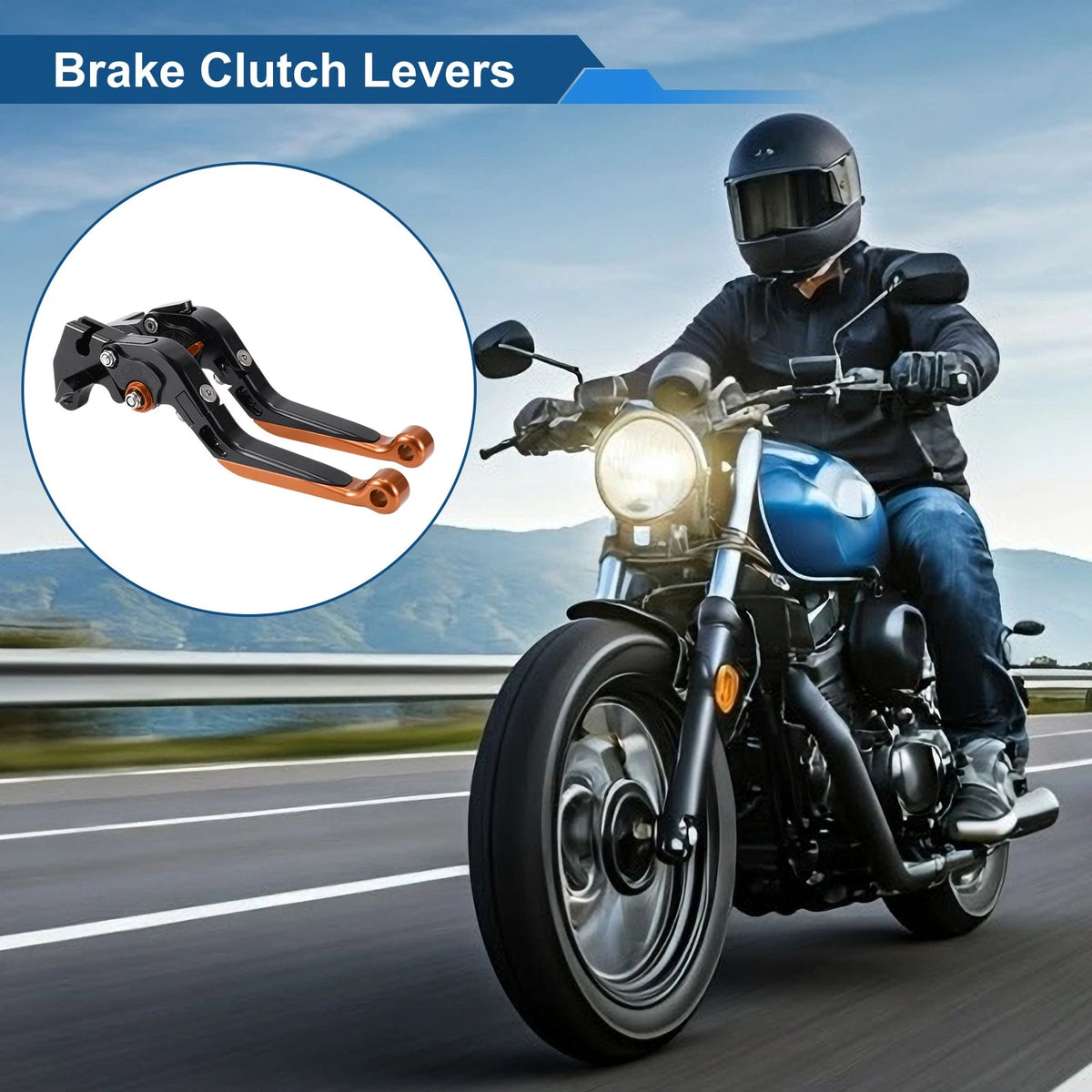 Adjustable Brake Clutch Levers for Yamaha MT125 (2014–2021) Black Orange