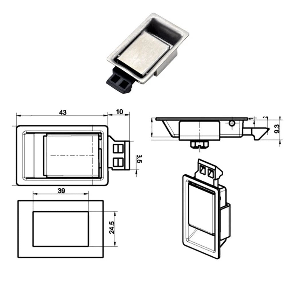 Paddle Handle Latch for RV Toolboxes (Stainless Steel, Flush Mount)