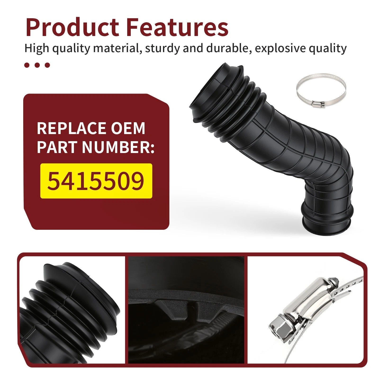 Inlet Clutch Duct with Clamp for Polaris RZR XP / XP 4 Turbo (2016–2018)