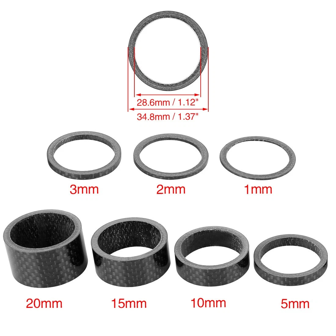 Headset Spacer Kit 1-1/8 Inch Stem for Cycling Bike (10–20mm) (20mm)