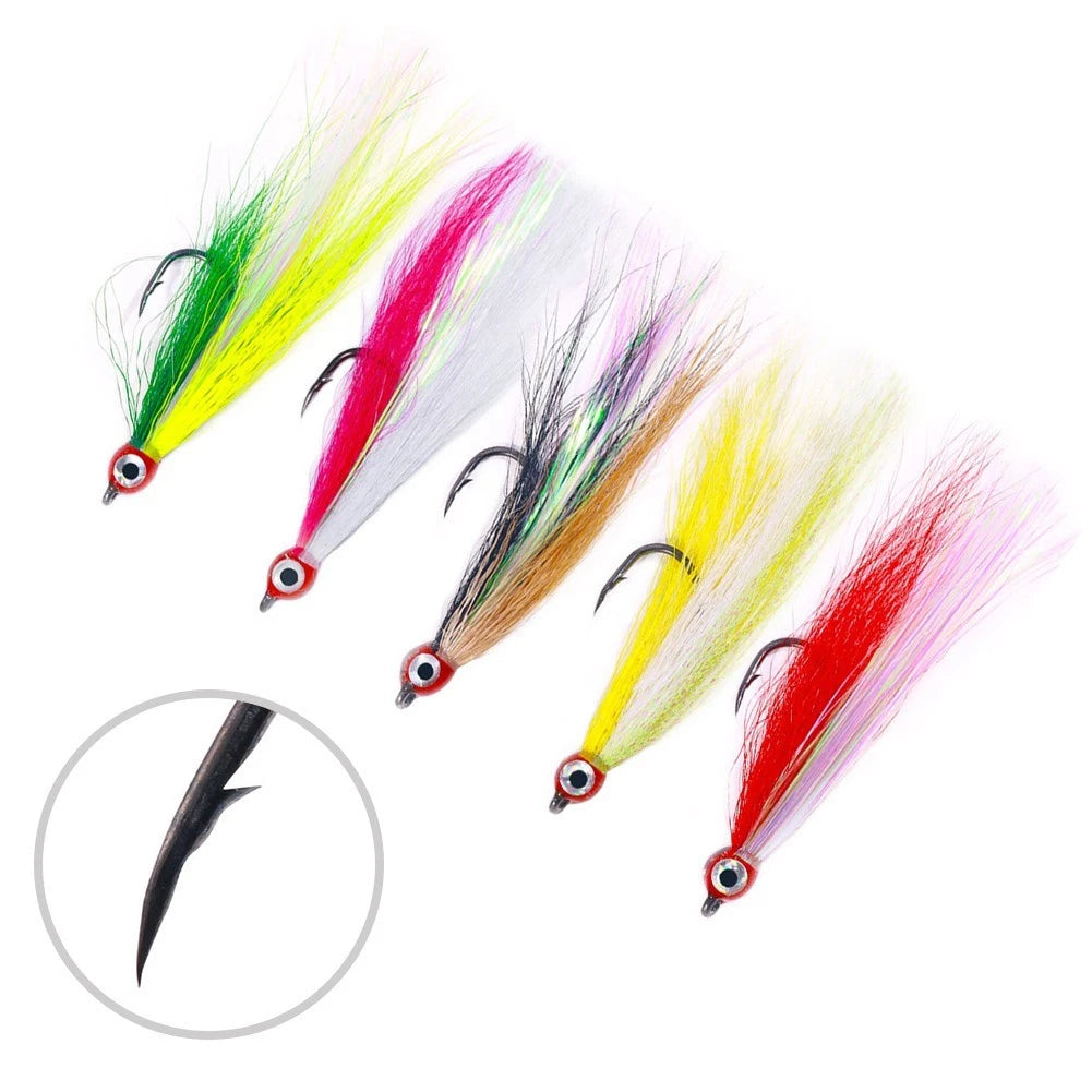 5pcs Bucktail Teaser Hooks for Fishing
