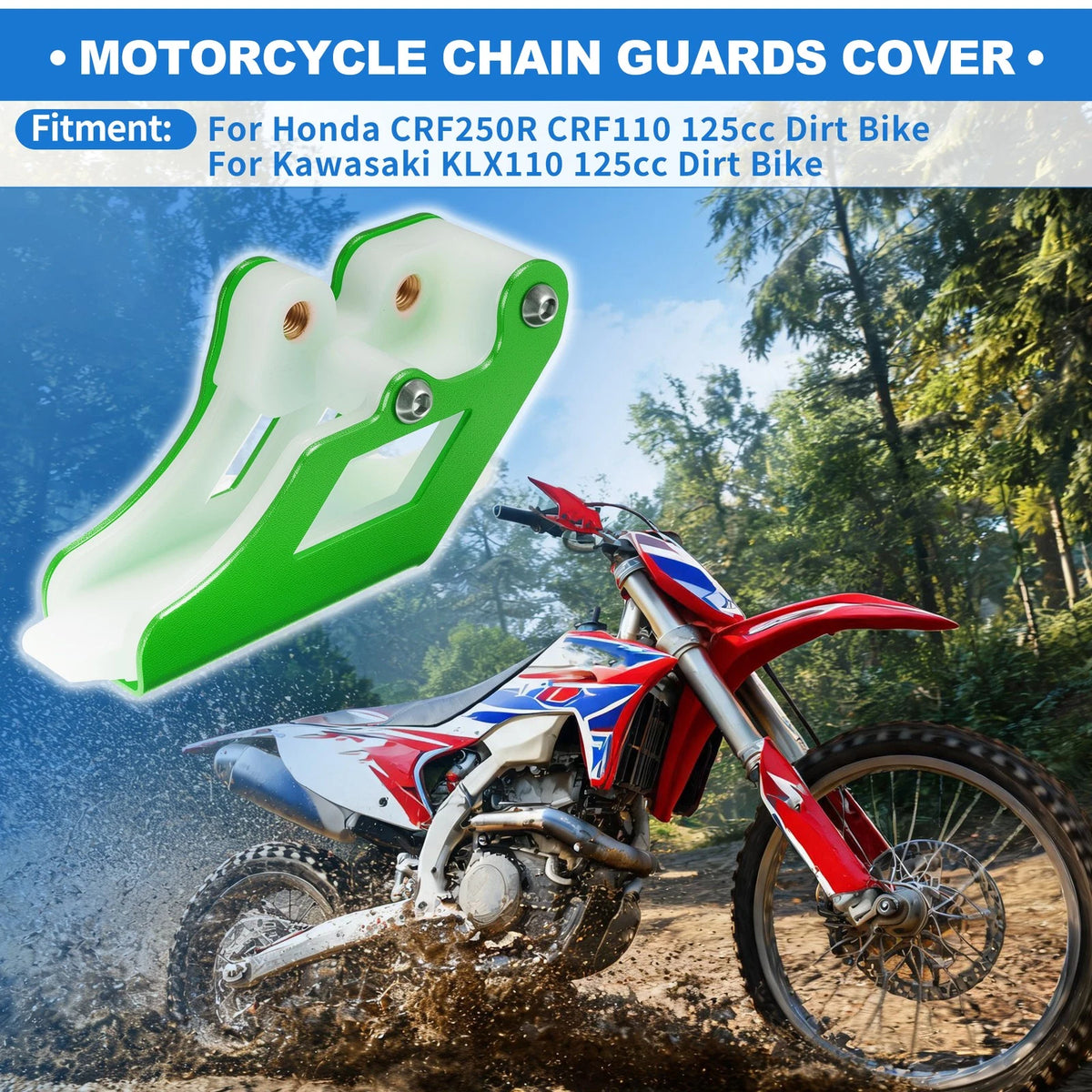 Chain Guards Cover for Honda CRF250R CRF110 (2004–2023) White Green