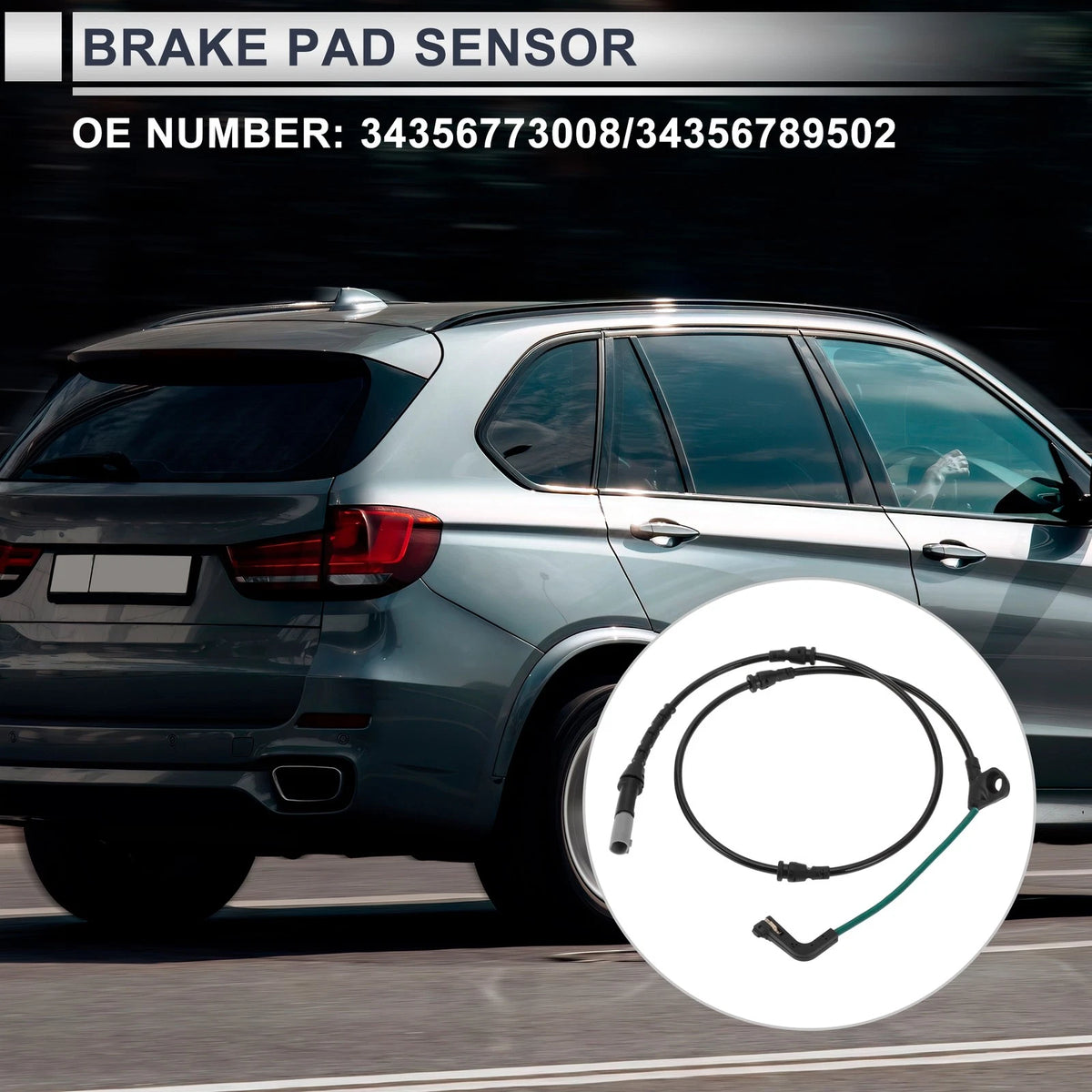 1pc Brake Pad Wear Sensor for BMW X5 (2006–2008) No. 34356773008 Black