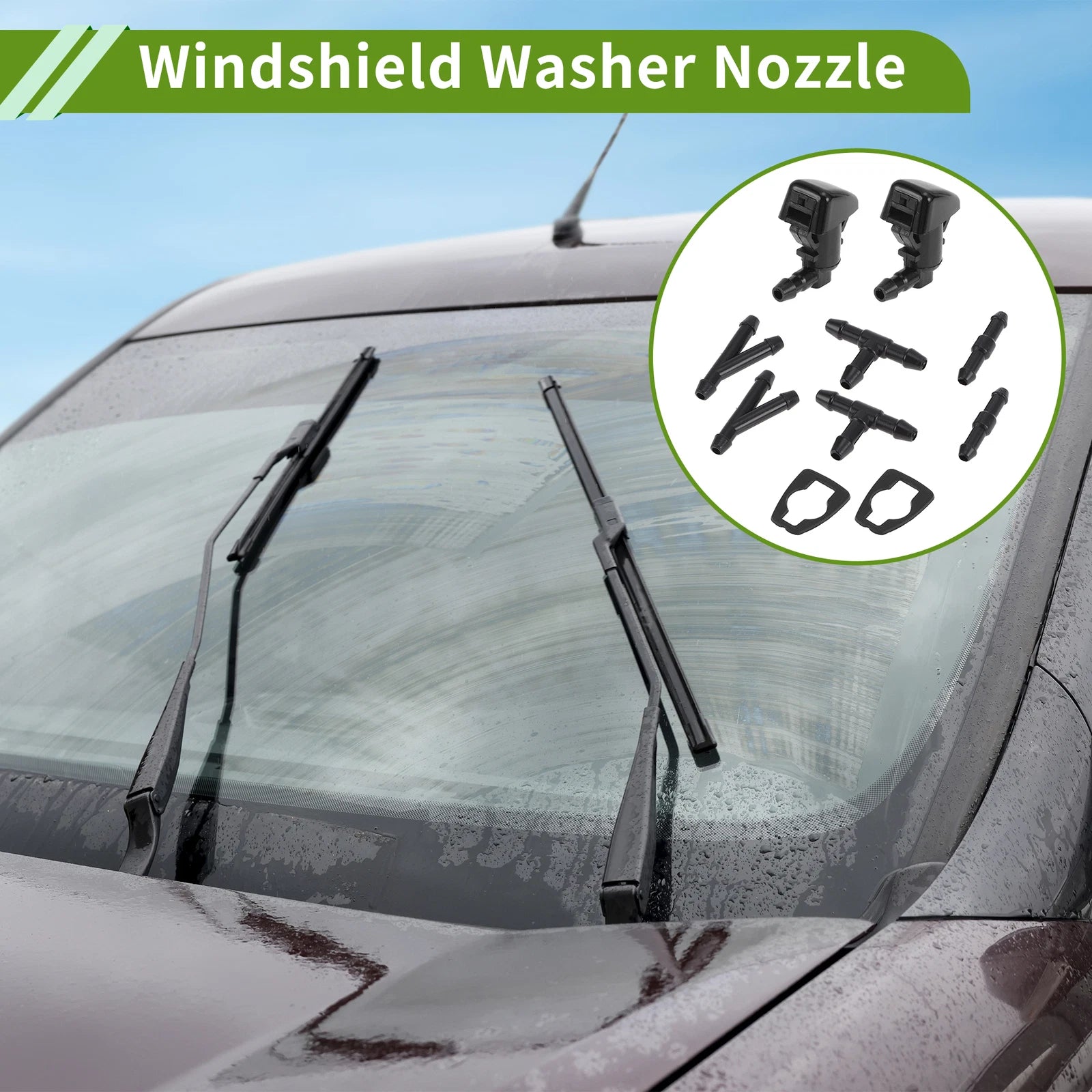 Windshield Washer Nozzle with Hose Connector for Ford