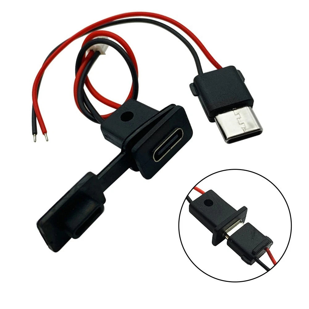 USB-C Charging Socket for Universal Applications (Waterproof, Black)