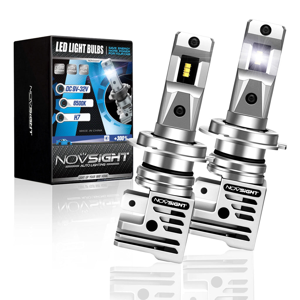 2X H7 LED Headlight Bulbs for NOVSIGHT Conversion Kit (High Low Beam, 6500K)