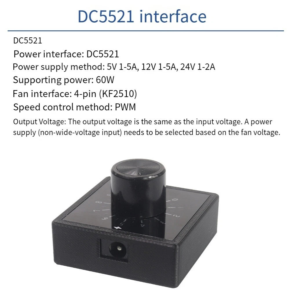 4-Pin PWM Fan Controller for Computer Case Cooling DC & Type-C Input