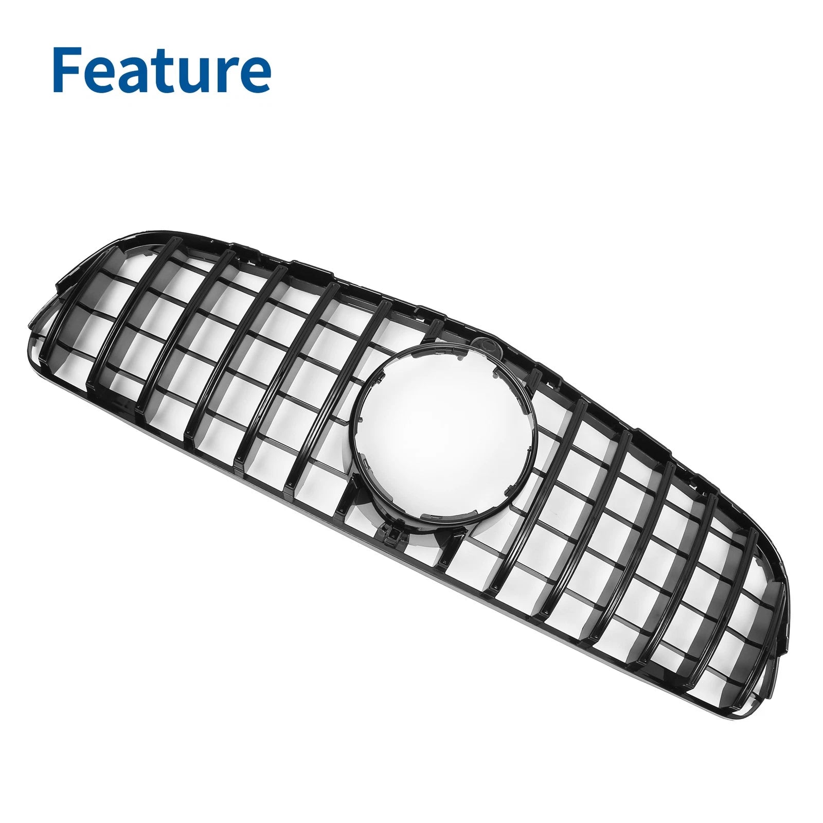Front Upper Bumper Grille Grill Replacement for Mercedes-Benz GLC250 (2017–2018) Gloss Black