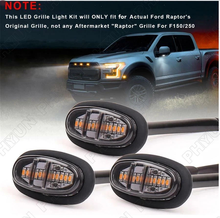 LED Front Grille Lights Side Marker Lamps for Ford F150 Raptor (2017–2019)