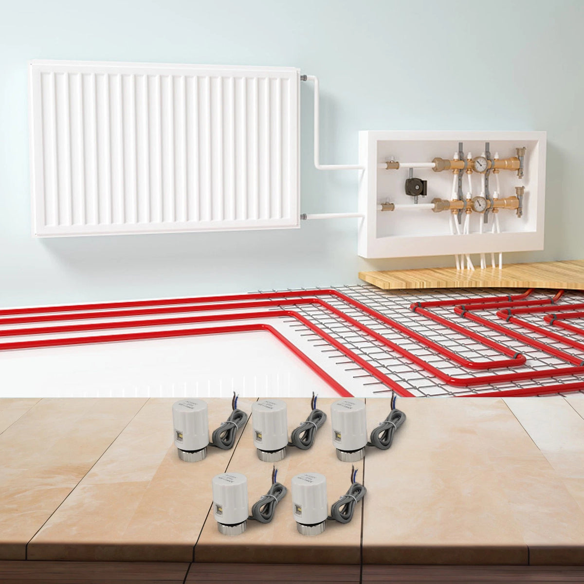 5PCS Electric Heating Actuator for Floor Heating and Radiators
