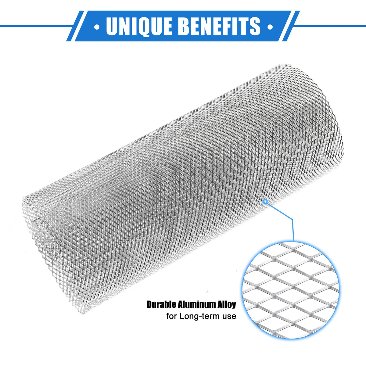 Grill Mesh Sheet 100x33cm 8x4mm Rhombic Hole for Car Silver Tone