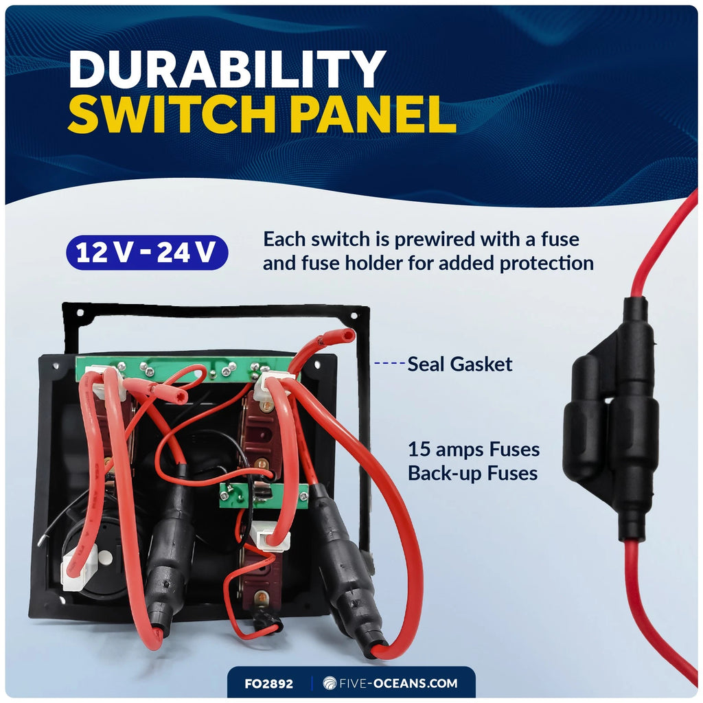 3 Gang Toggle Switch Panel with Power Socket for Boat (Universal)