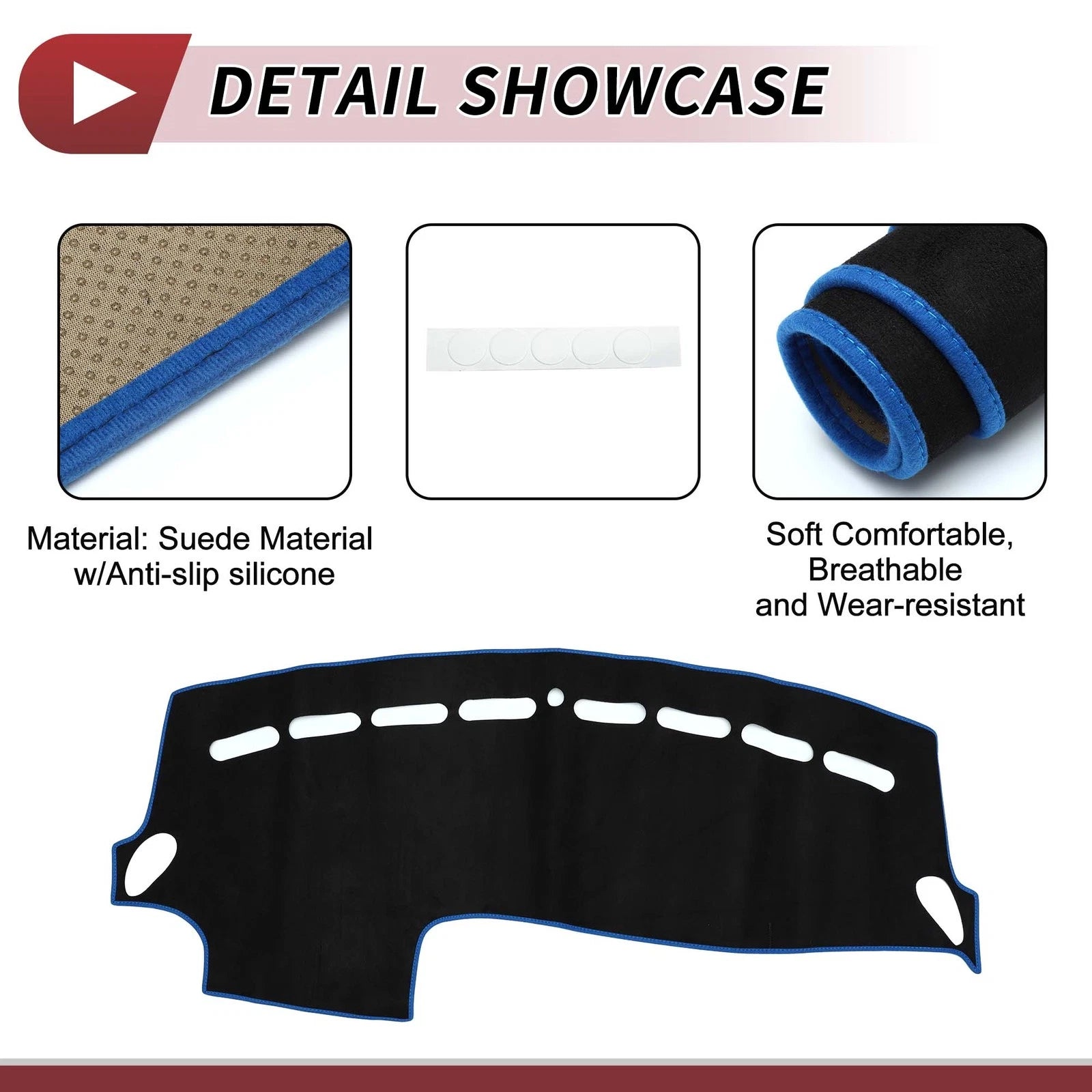 Dashboard Dash Cover Mat for Volvo V40 (2013–2017) Sun Protector Black Blue