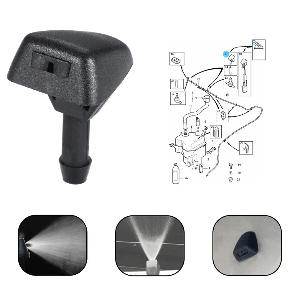Wiper Nozzle for (2010–2023) - ABS Black, Dustproof